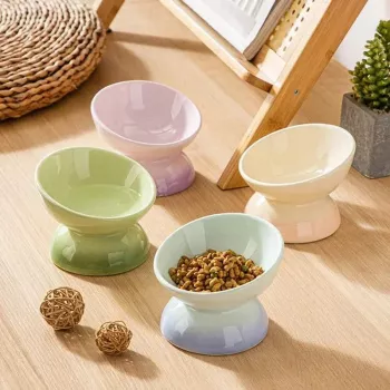 Gradient Ceramic Cat Bowl: Stable, Easy-Clean Feeding